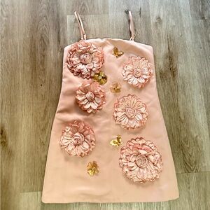 elliatt camile pink satin 3D floral & butterfly applique mini dress small NEW